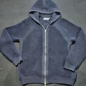 VINCE Mens Navy Hooded Heavy Woven Sweater With Hood Size Medium